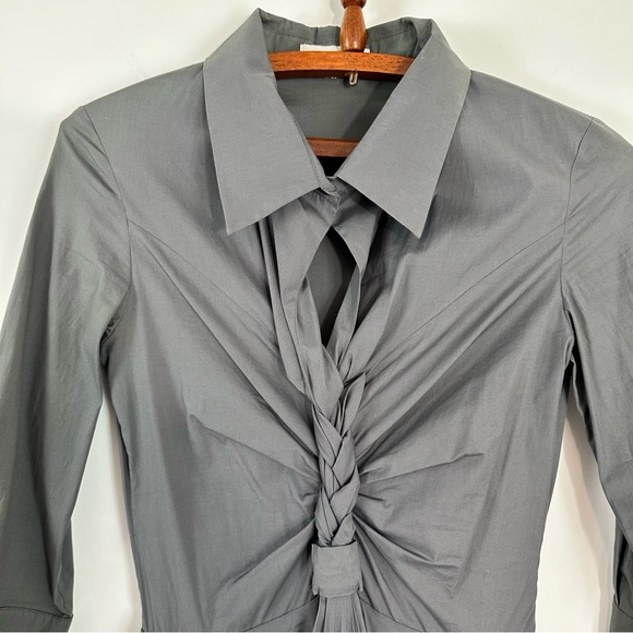 Celine Grey Cotton Blend Braided Detail Short Dress Size 34 EU 2 US - Picture 10 of 11